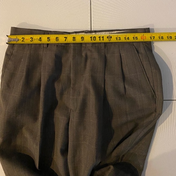 Haggar Brown Pleated Mens Pants Trousers - Picture 10 of 10